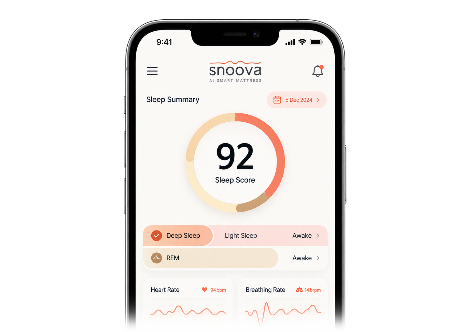 Sleep report app screen